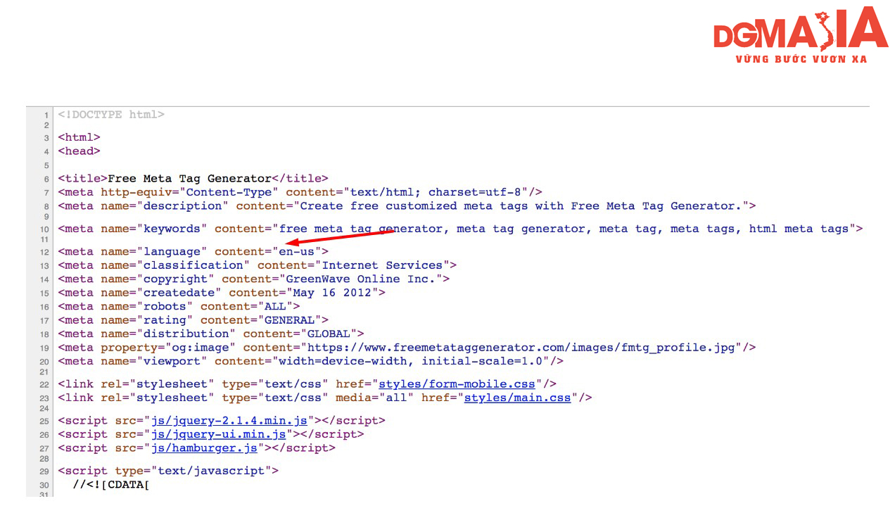 Thẻ Meta Content Language dùng để chỉ định ngôn ngữ chính của website