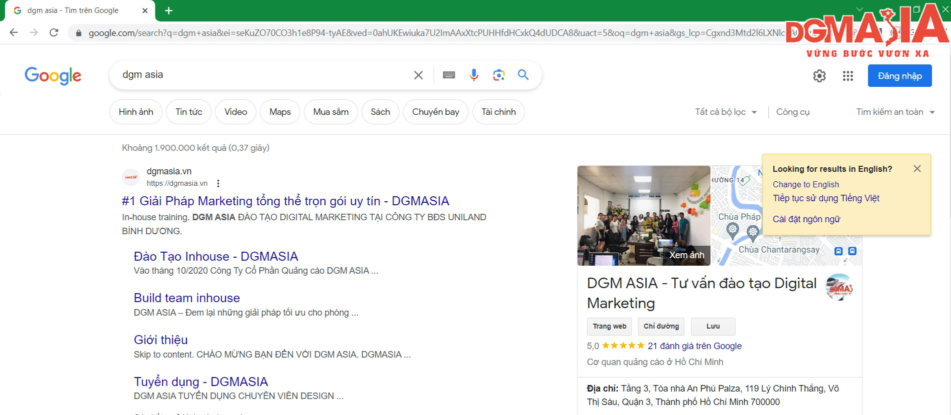 Hiển thị SERP là trang kết quả tìm kiếm sau khi người dùng nhập từ khóa vào công cụ tìm kiếm