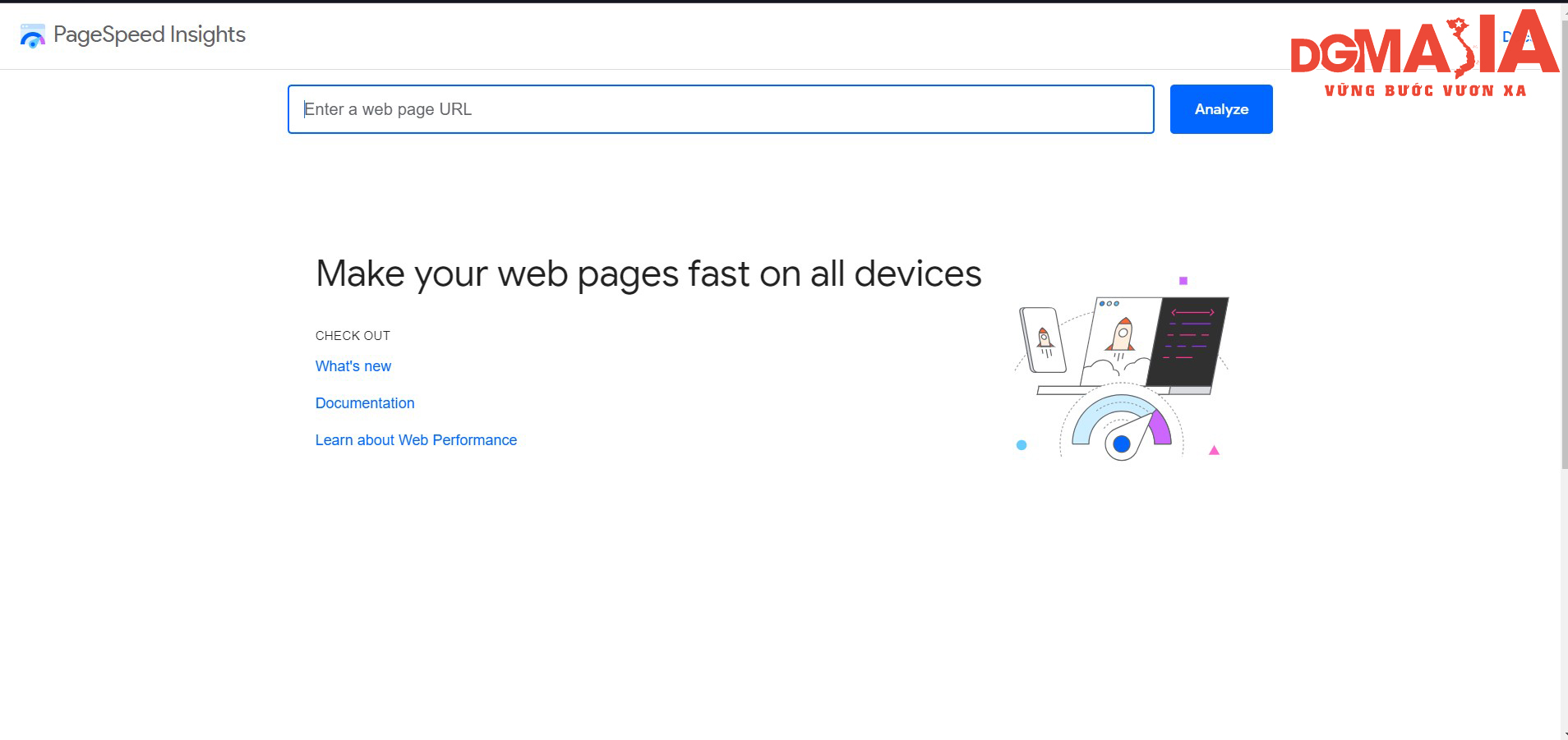 Để đo lường tốc độ trang của mình, bạn có thể sử dụng công cụ Google PageSpeed Insights