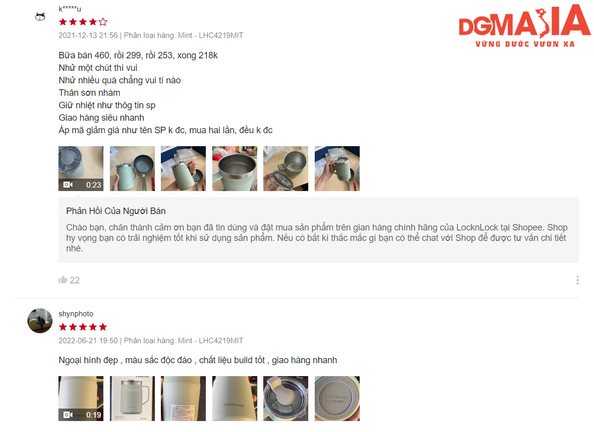 Những đánh giá/trải nghiệm của khách hàng kèm với hình ảnh trên một gian hàng Shopee Những đánh giá/trải nghiệm của khách hàng kèm với hình ảnh trên một gian hàng Shopee