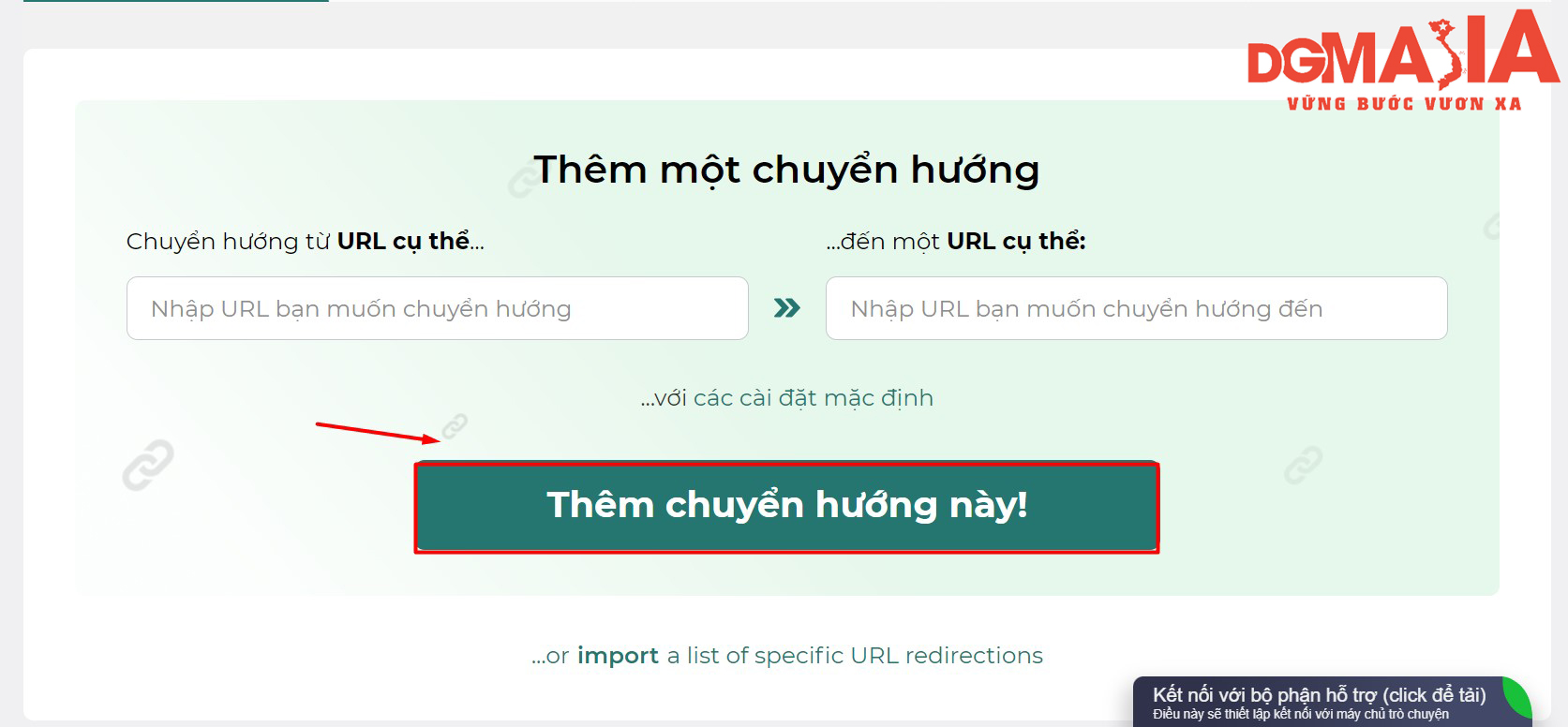Để hoàn tất việc chuyển hướng, bạn chỉ cần click vào “Thêm chuyển hướng này”