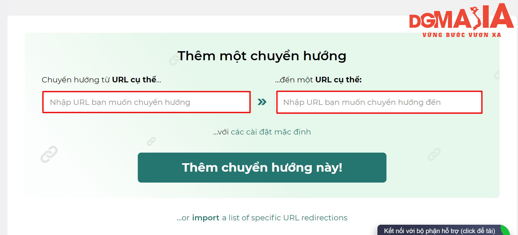 Hãy lưu ý, tránh nhầm lẫn giữa URL gốc và URL mà bạn muốn chuyển hướng nhé!